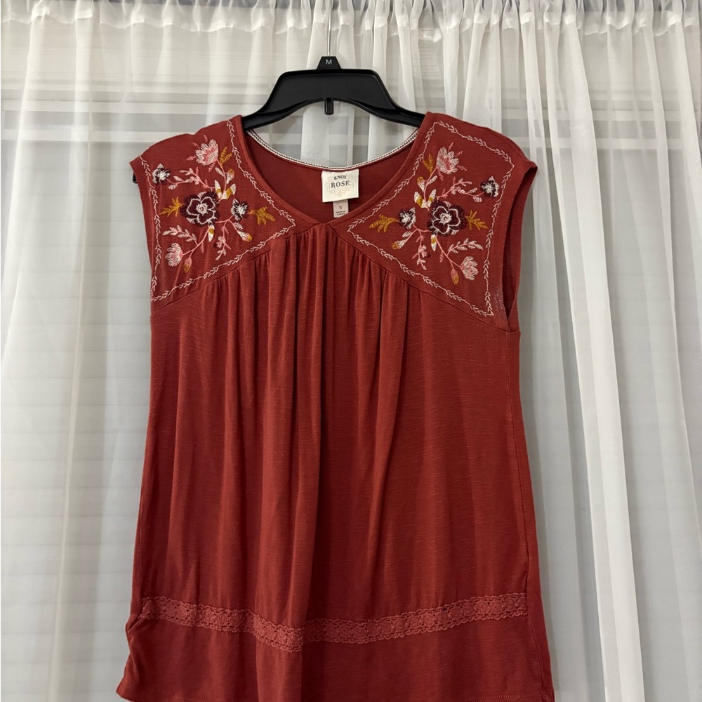 Knox Rose Terracotta Embroidered Blouse